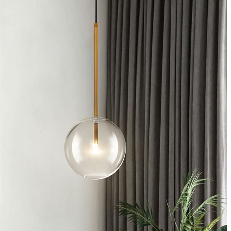 Clear Glass Globe Suspension Lighting Minimalist 6