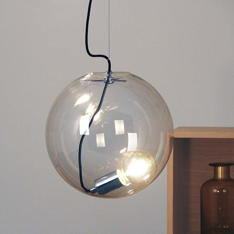 Sphere Dining Room Hanging Light Clear Glass 1 Bulb 8