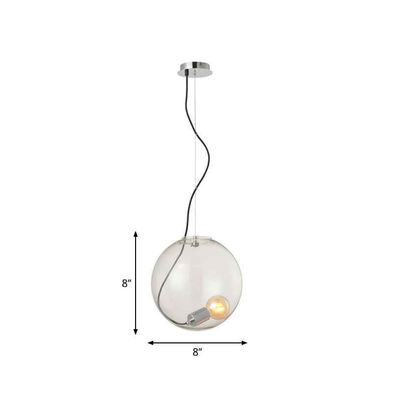 Sphere Dining Room Hanging Light Clear Glass 1 Bulb 8