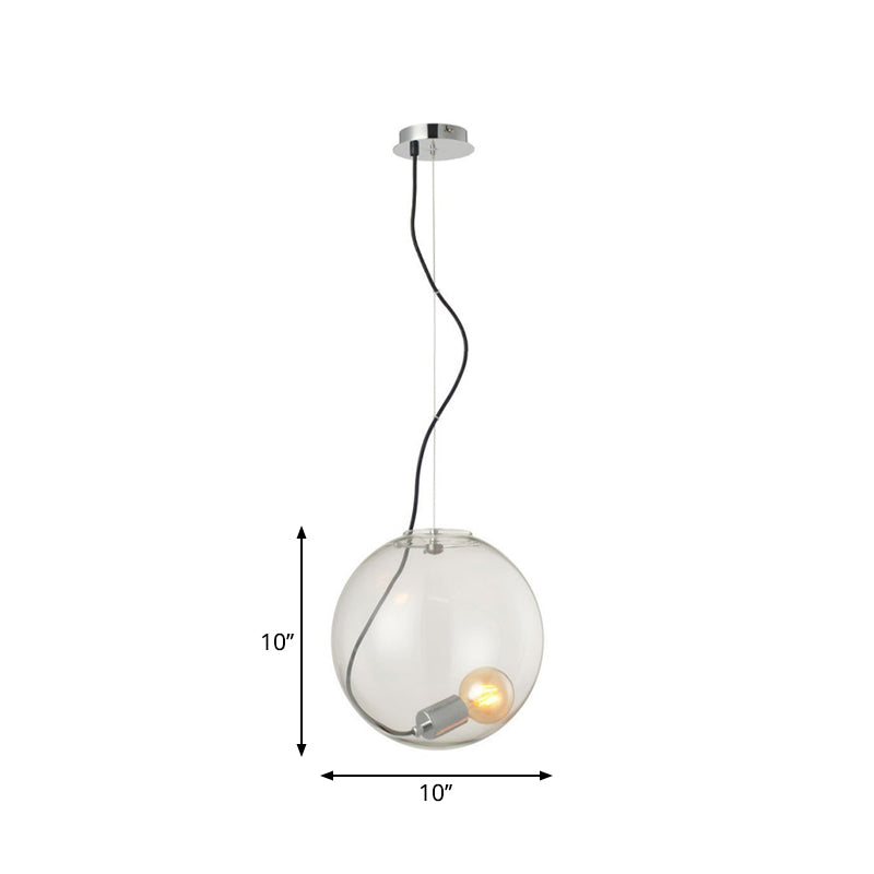 Sphere Dining Room Hanging Light Clear Glass 1 Bulb 8