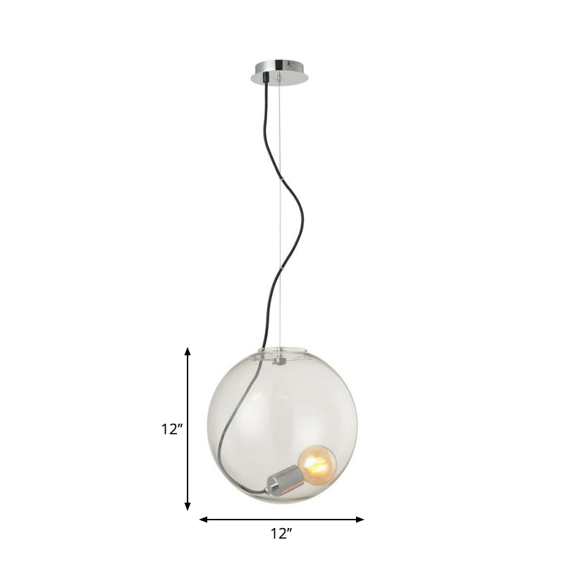 Sphere Dining Room Hanging Light Clear Glass 1 Bulb 8