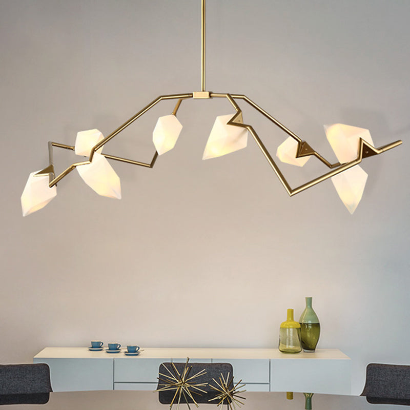 Tree Branch Ceiling Suspension Lamp Modern Milk Glass 5/8 Bulbs Dining Room Hanging Light Fixture in Black/Gold Clearhalo 'Ceiling Lights' 'Island Lights' Lighting' 1937700