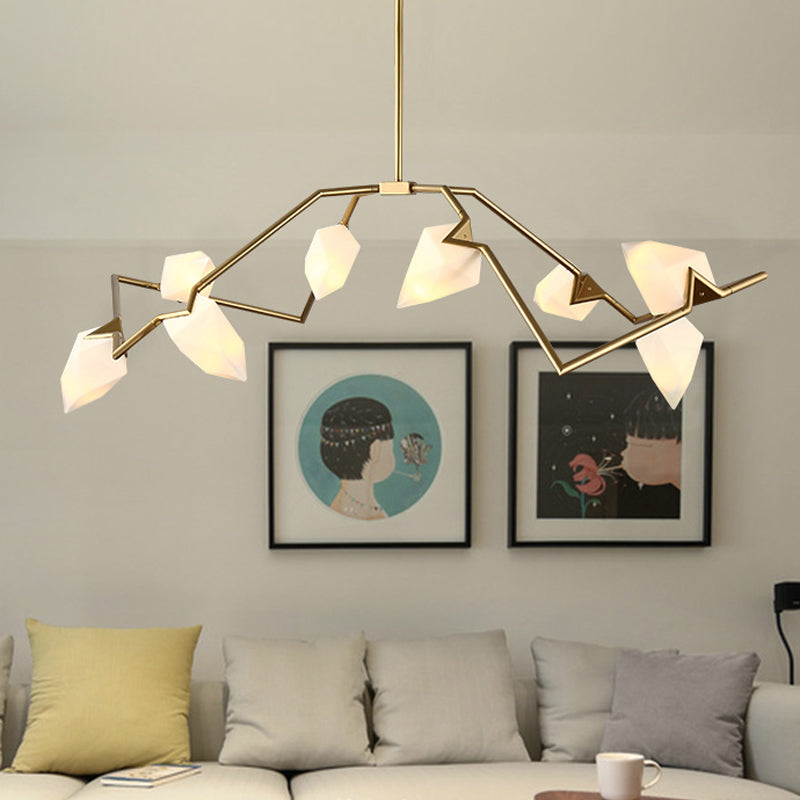 Tree Branch Ceiling Suspension Lamp Modern Milk Glass 5/8 Bulbs Dining Room Hanging Light Fixture in Black/Gold Clearhalo 'Ceiling Lights' 'Island Lights' Lighting' 1937701