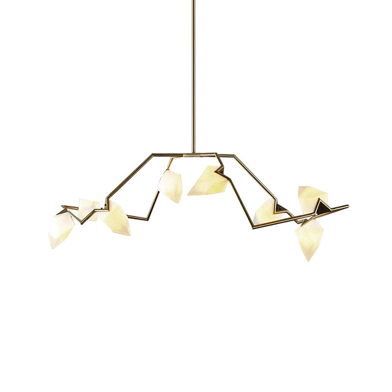 Tree Branch Ceiling Suspension Lamp Modern Milk Glass 5/8 Bulbs Dining Room Hanging Light Fixture in Black/Gold Clearhalo 'Ceiling Lights' 'Island Lights' Lighting' 1937702