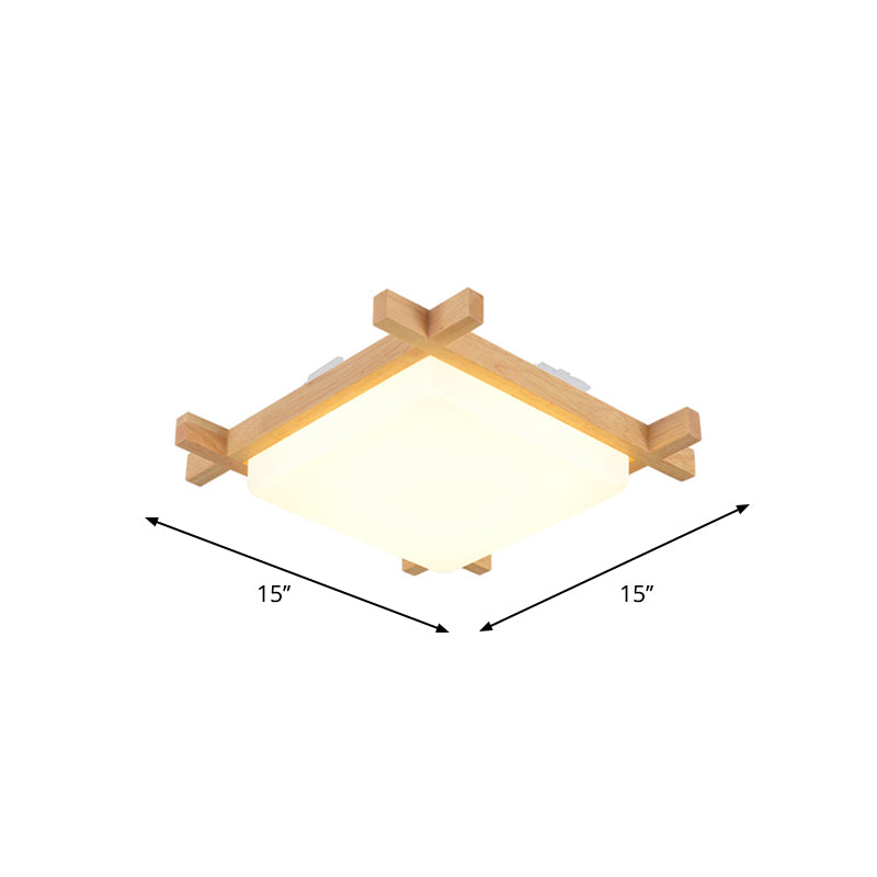 Wood Chessboard Shaped Flush Mount Nordic 15