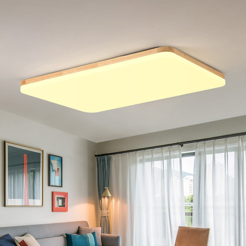 Thinnest Square/Rectangle Ceiling Light Simple Acrylic Living Room LED Flush Mounted Lamp in Beige, 13