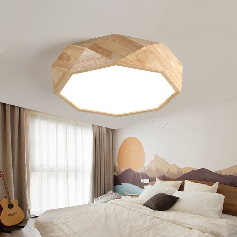 Wooden Octagon Ceiling Flushmount Lamp Nordic 18