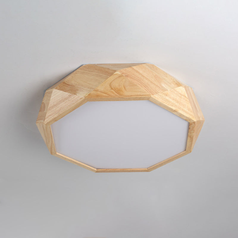 Wooden Octagon Ceiling Flushmount Lamp Nordic 18