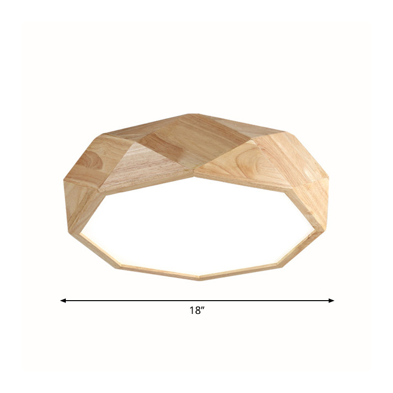 Wooden Octagon Ceiling Flushmount Lamp Nordic 18