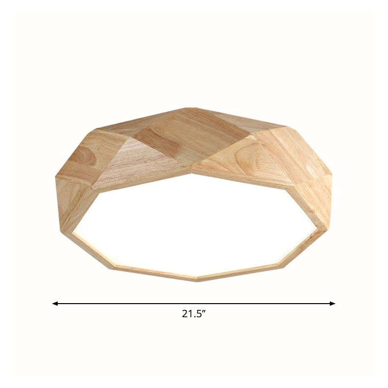 Wooden Octagon Ceiling Flushmount Lamp Nordic 18