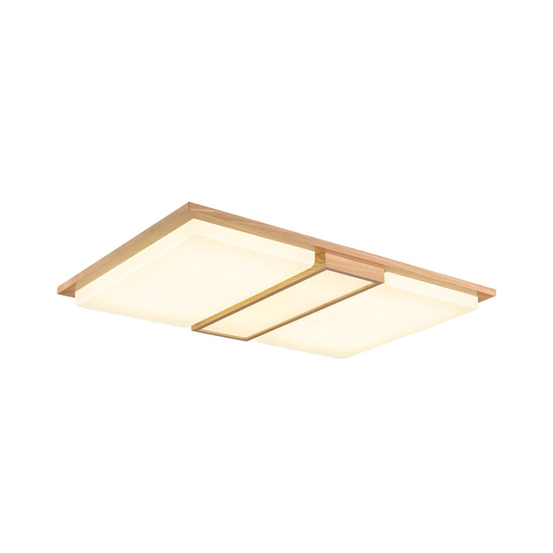 Symmetric Shaped LED Flush Mount Light Simplicity Wooden Beige Ceiling Lamp in Warm/White Light, 17