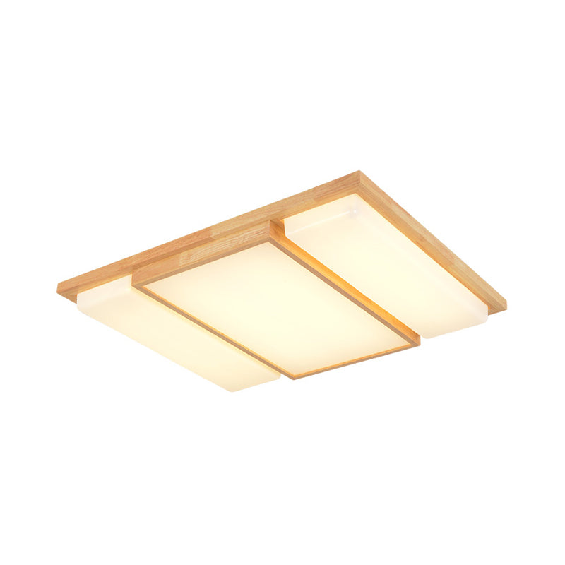 Symmetric Shaped LED Flush Mount Light Simplicity Wooden Beige Ceiling Lamp in Warm/White Light, 17