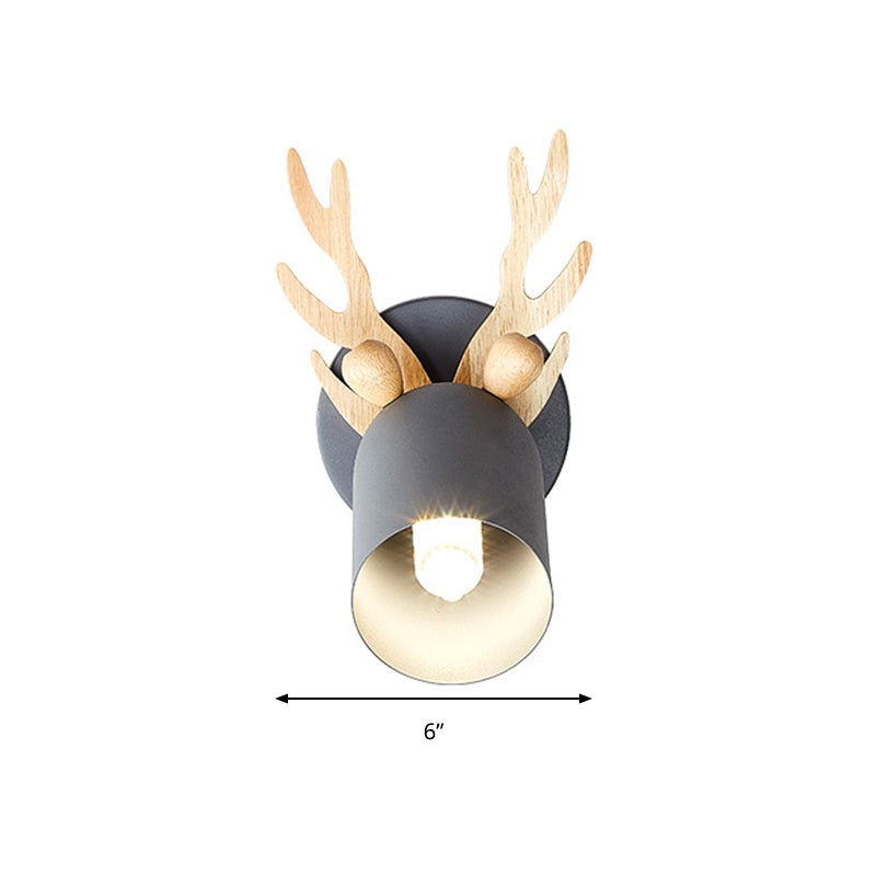 Nordic Stylish Wall Light Tapered Shade 1 Light Metal Wall Sconce with Antlers for Living Room Clearhalo 'Wall Lamps & Sconces' 'Wall Lights' Lighting' 194133