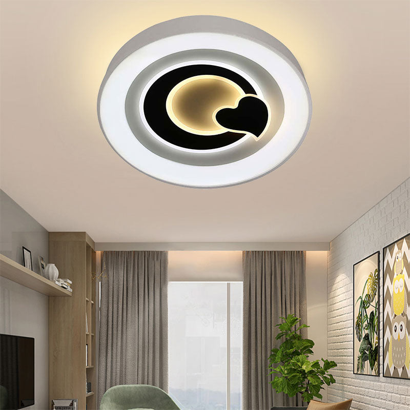 White Circular LED Flush Ceiling Light Modern Stylish Acrylic Ceiling Lamp for Kitchen Hallway White Loving Heart Clearhalo 'Ceiling Lights' 'Close To Ceiling Lights' 'Close to ceiling' 'Flush mount' Lighting' 194255