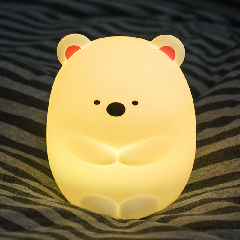 Fat Polar Bear Night Lamp Modern Glimmering LED Table Lamp in White Finish for Nursing Room White Clearhalo 'Night Lights' 'Wall Lights' Lighting' 194512