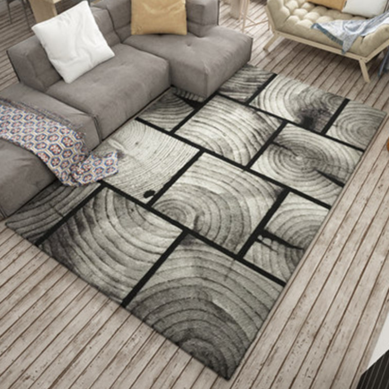 Novelty Geometry Grain Print Rug in Grey Polyester Carpet Washable Area Rug for Home Decoration Gray-Black Clearhalo 'Area Rug' 'Rug' 1946582