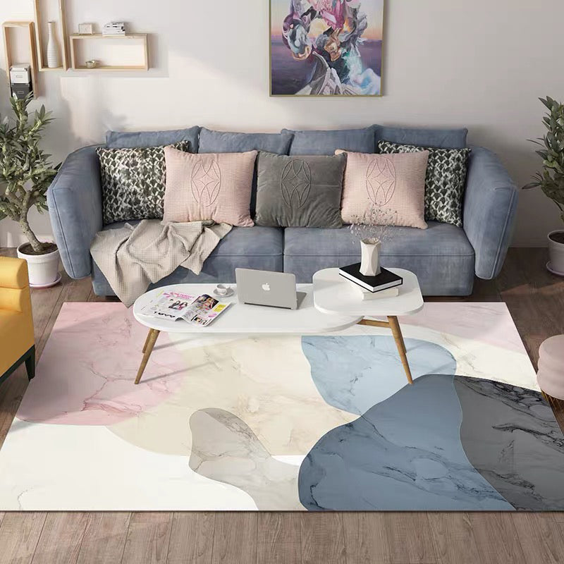 Novelty Colorblock Print Rug in White Polyester Carpet Washable Area Rug for Home Decoration Light Apricot Clearhalo 'Area Rug' 'Rug' 1946616