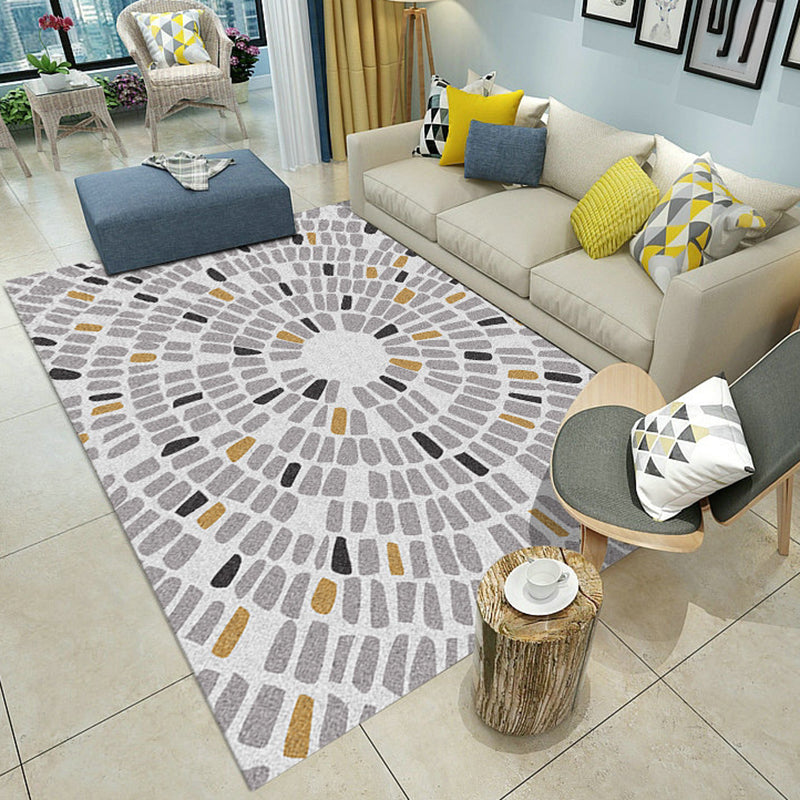 Contemporary Concentric Circles Rug with Stone Print Grey Polyester Rug Washable Area Rug for Living Room Grey Clearhalo 'Area Rug' 'Modern' 'Rugs' Rug' 1946747