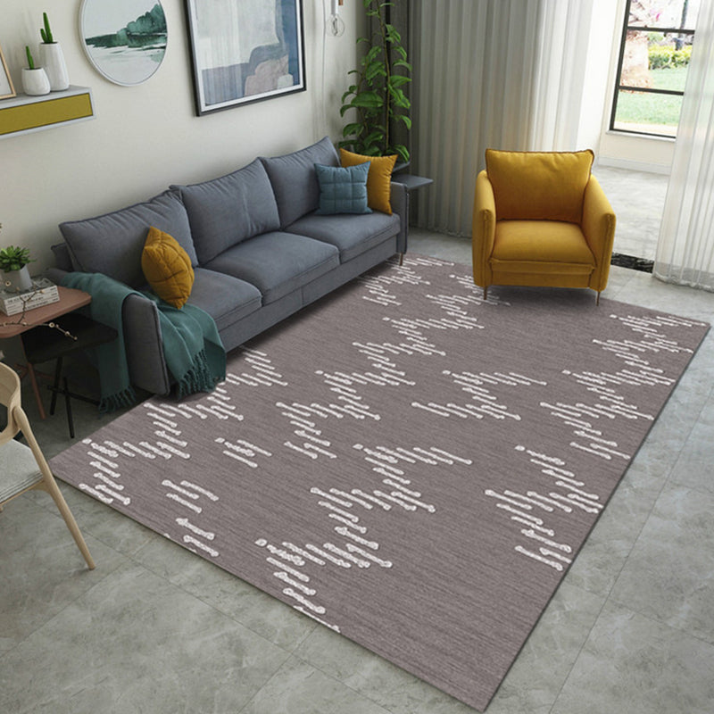 Brown Living Room Rug Novelty Geometric Stripes Pattern Area Rug Polyester Washable Carpet Grape Clearhalo 'Area Rug' 'Rug' 1946752