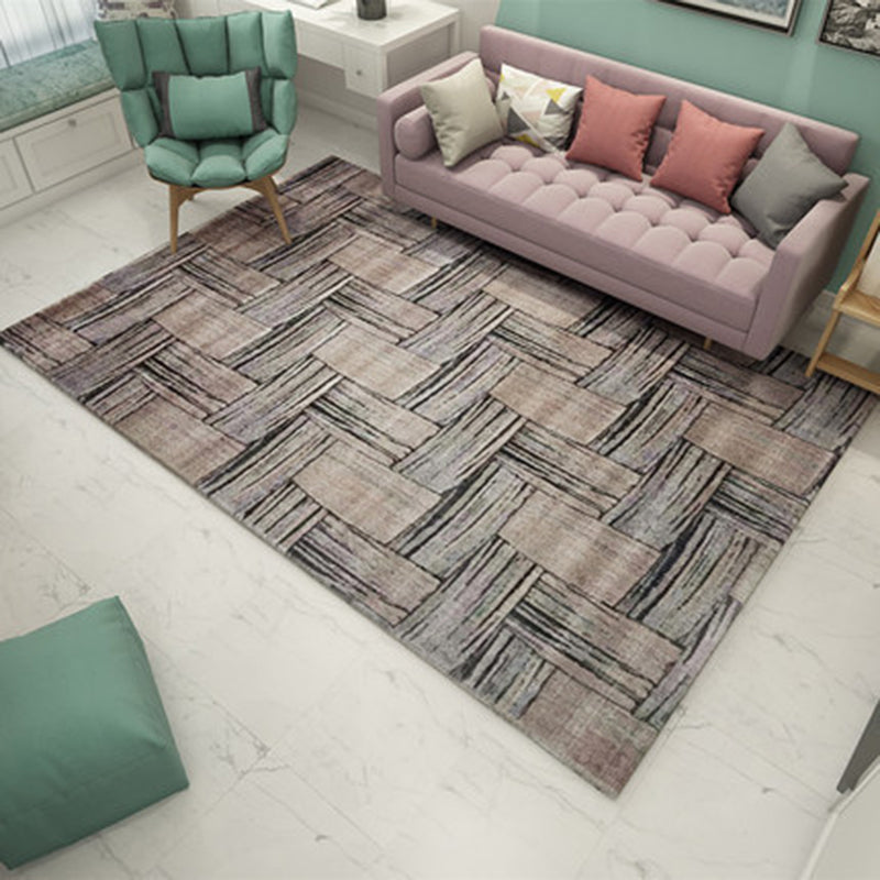 Novelty Living Room Rug in Brown Rectangle Print Rug Polyester Washable Area Rug Brown Clearhalo 'Area Rug' 'Rug' 1946815