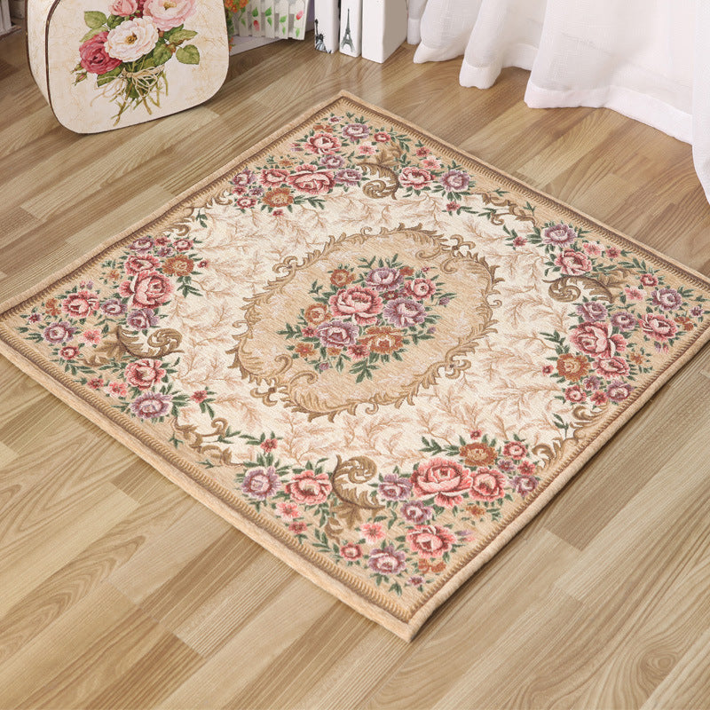 Moroccan Living Room Rug in Ivory Floral Motif Pattern Carpet Acrylic Anti-Slip Machine Washable Area Rug Ivory Clearhalo 'Area Rug' 'Moroccan' 'Rugs' Rug' 1947114