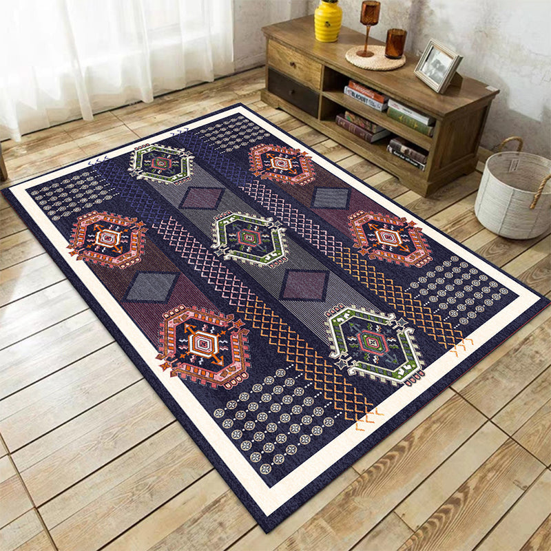 Tribal Southwestern Rug in Blue Chevron Diamond Stripe Pattern Rug Polyester Pet Friendly Carpet for Home Decoration Blue Clearhalo 'Area Rug' 'Rugs' 'Southwestern' Rug' 1947402