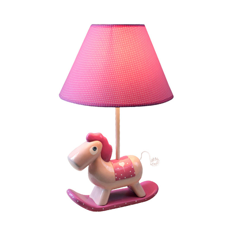 Child Bedside Rocking Horse Desk Light with Fabric Shade Metal 1 Light Kids Desk Lamp Clearhalo 'Lamps' 'Table Lamps' Lighting' 194745