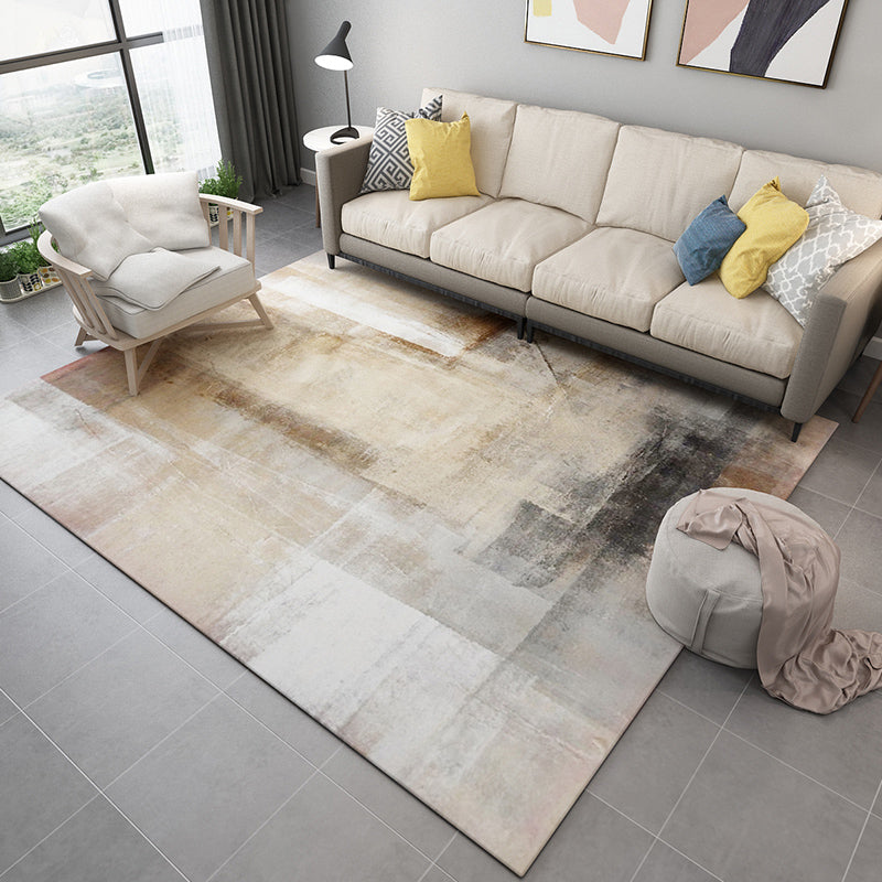 Unique Abstract Rug Modernism Rug Polyester Machine Washable Non-Slip Pet Friendly Carpet for Living Room Brown Clearhalo 'Area Rug' 'Rug' 1947827