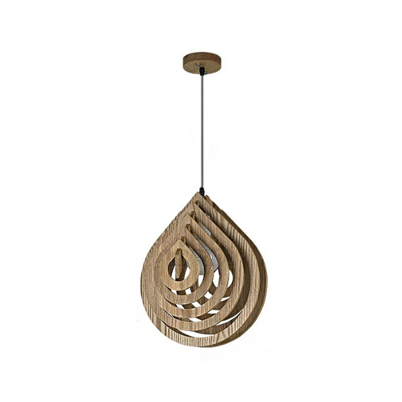 Hollowed-out Droplet Pendant Lighting Modern Wood 1-Light Bedside Down Lighting in Beige Clearhalo 'Ceiling Lights' 'Modern Pendants' 'Modern' 'Pendant Lights' 'Pendants' Lighting' 1949108