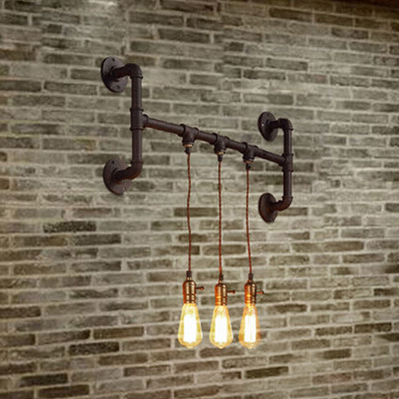 3 Lights Piping Bracket Wall Lighting Factory Black Iron Wall Mount Light Fixture Black Clearhalo 'Art deco wall lights' 'Cast Iron' 'Glass' 'Industrial wall lights' 'Industrial' 'Middle century wall lights' 'Modern' 'Rustic wall lights' 'Tiffany' 'Traditional wall lights' 'Wall Lamps & Sconces' 'Wall Lights' Lighting' 1949864