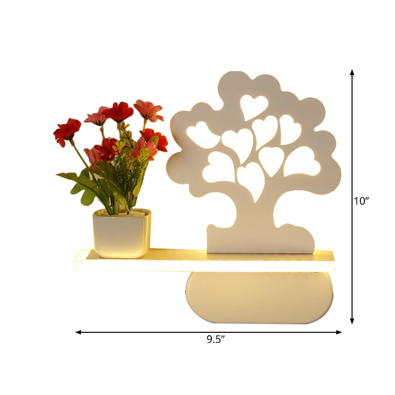 Modern Cute Tree Wall Light with Shelf Acrylic Sconce Light in White for Kids Bedroom Clearhalo 'Wall Lamps & Sconces' 'Wall Lights' Lighting' 195192