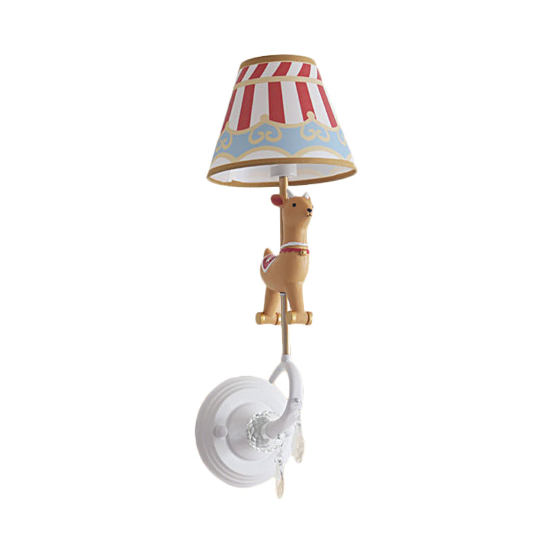 White/Red and Blue Tapered Sconce Light with Elk/Horse/Unicorn Cartoon Resin 1 Bulb Wall Lamp for Children Room Clearhalo 'Wall Lamps & Sconces' 'Wall Lights' Lighting' 195399