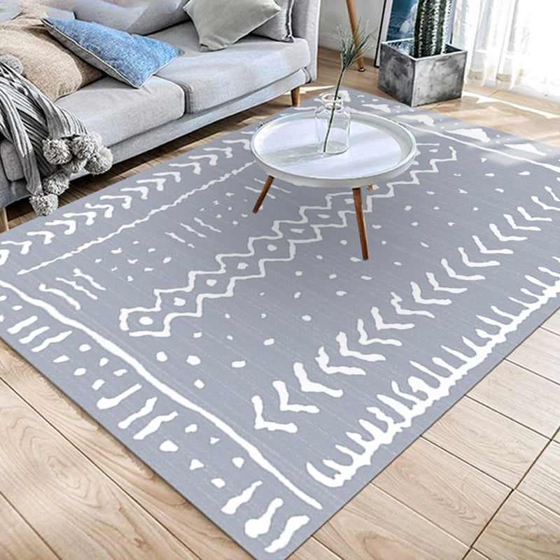 Southwestern Area Rug Simple Geometric Chevron Line Washable Area Rug for Bedroom Power Loom Anti-Slip Rug Light Gray Clearhalo 'Area Rug' 'Rugs' 'Southwestern' Rug' 1955373