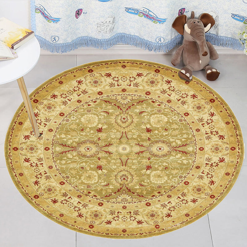 Retro Medallion Rug Yellow Tribal Rug Polyester Non-Slip Backing Washable Area Rug for Living Room Yellow Clearhalo 'Area Rug' 'Rugs' 'Southwestern' Rug' 1955439