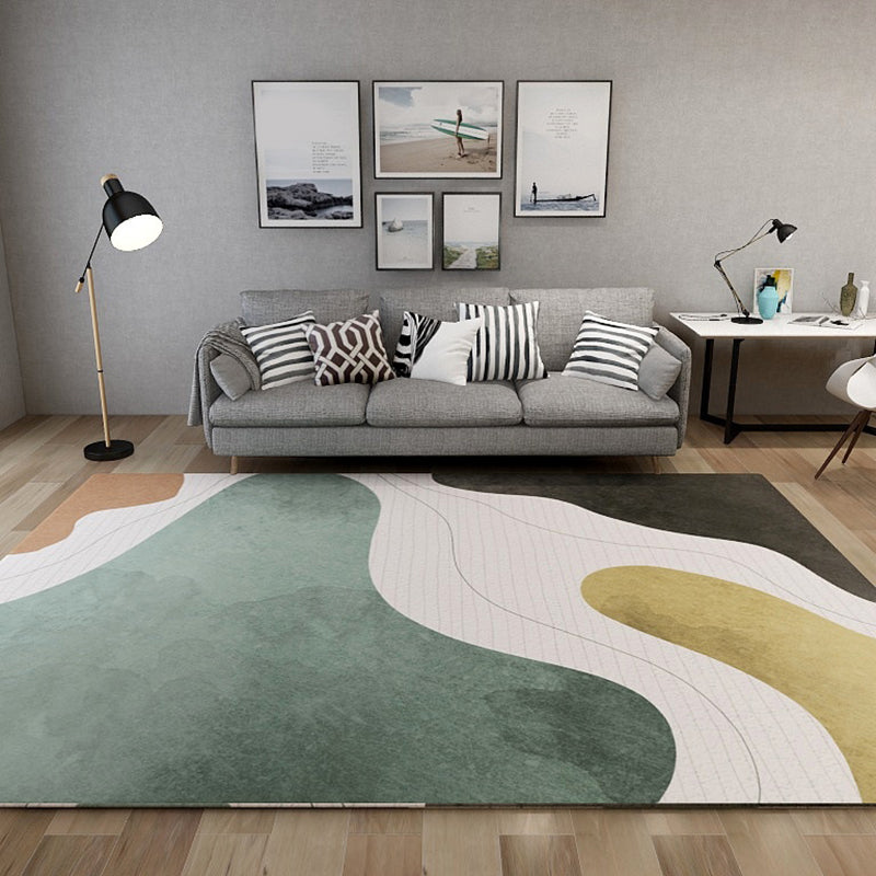 Novelty Living Room Rug Multicolor Color Block Stripe Print Carpet Polyester Washable Area Rug Blackish Green Clearhalo 'Area Rug' 'Rug' 1955522