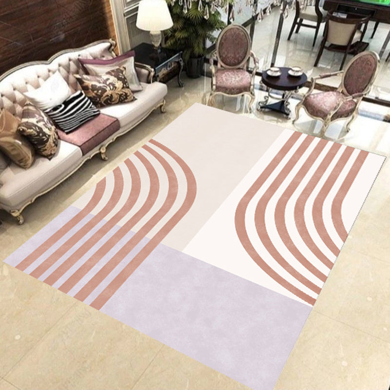 Simple Colorblock Stripe Print Rug Colorful Novelty Rug Polyester Washable Area Rug for Living Room Purple Clearhalo 'Area Rug' 'Rug' 1955637