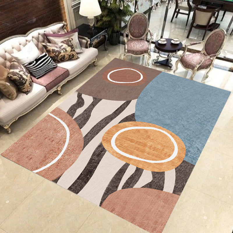 Simple Colorblock Stripe Print Rug Colorful Novelty Rug Polyester Washable Area Rug for Living Room Brown Clearhalo 'Area Rug' 'Rug' 1955638
