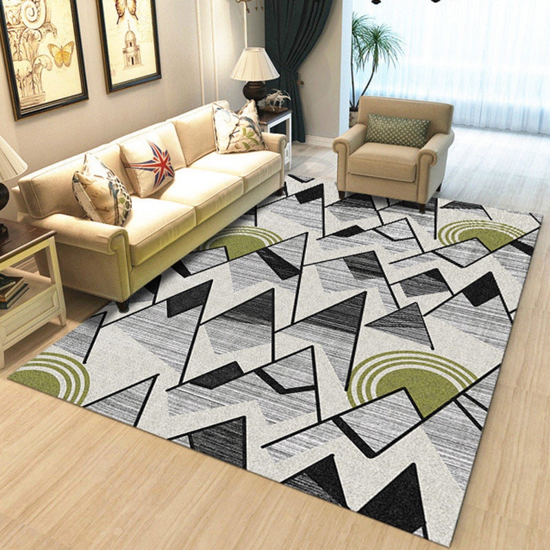 Nordic Novelty Rug in Ivory Geometry Triangle Print Area Rug Polyester Washable Carpet for Living Room Green Clearhalo 'Area Rug' 'Rug' 1955645