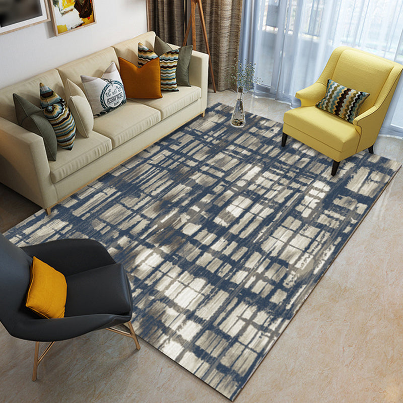 Novelty Bedroom Rug in Brown and Ivory Geometric Stripes Print Rug Polyester Washable Area Rug Black Clearhalo 'Area Rug' 'Rug' 1955721