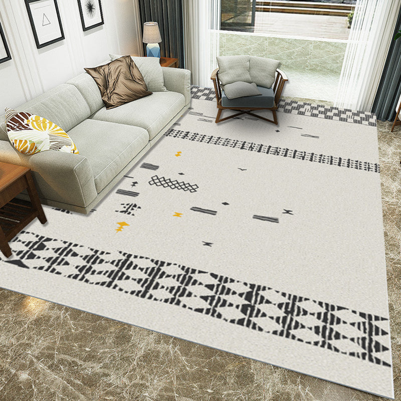 Casual Novelty Rug in Ivory Geometry Diamond Stripe Print Area Rug Polyester Washable Carpet for Living Room Ivory Clearhalo 'Area Rug' 'Rug' 1955734