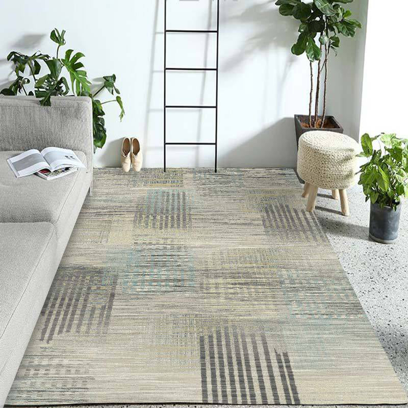 Ivory Home Decoration Rug Novelty Geometric Stripe Pattern Area Rug Polyester Washable Carpet Light Beige Clearhalo 'Area Rug' 'Rug' 1955748