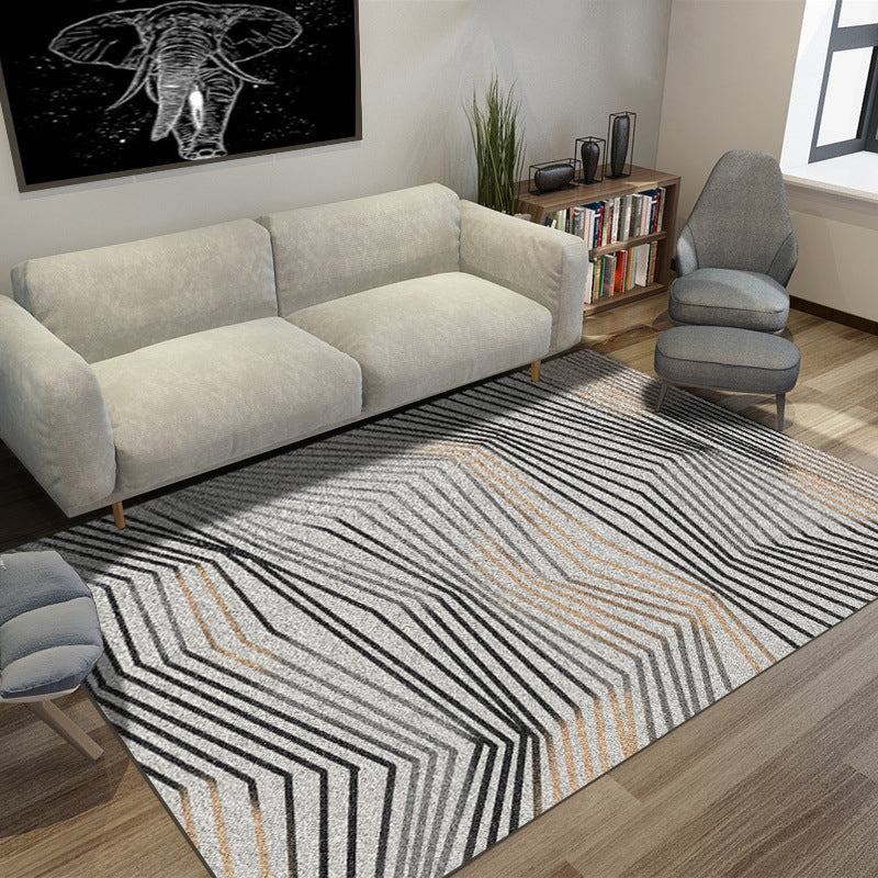 Simple Novelty Rug in Grey Stripes Print Area Rug Polyester Washable Carpet for Living Room Orange Clearhalo 'Area Rug' 'Rug' 1955783