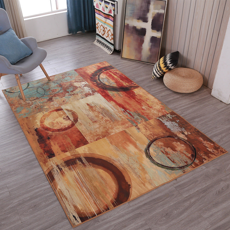 Unique Abstract Circles Pattern Rug Orange Novelty Rug Polyester Washable Area Rug for Bedroom Orange Clearhalo 'Area Rug' 'Modern' 'Rugs' Rug' 1955861