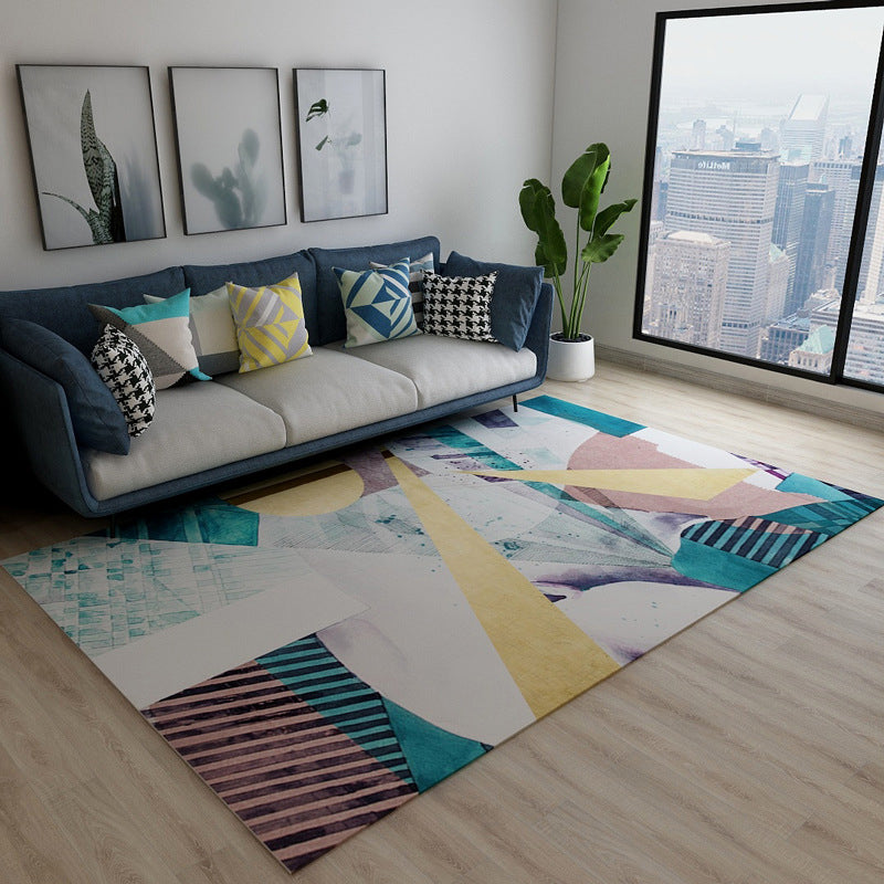 Washable Modernist Style Rug with Colorful Block Pattern Polyester Area Rug for Living Room Blue Clearhalo 'Area Rug' 'Modern' 'Rugs' Rug' 1956048