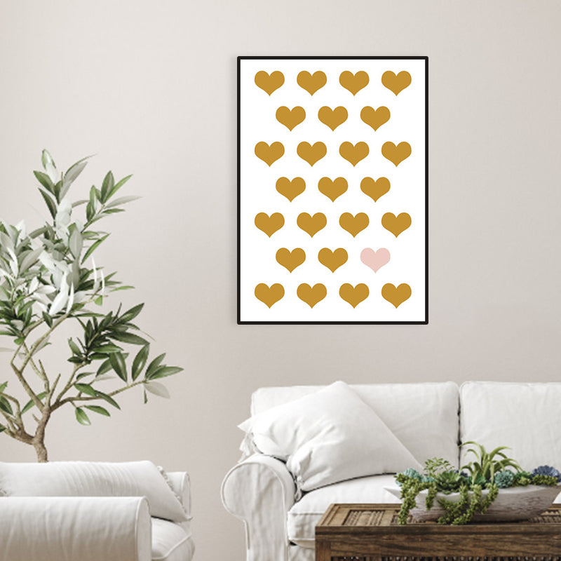 Unique Heart-Shaped Graphic Wall Decor Yellow Children's Art Canvas for Living Room Yellow Clearhalo 'Art Gallery' 'Canvas Art' 'Kids' Arts' 1956727