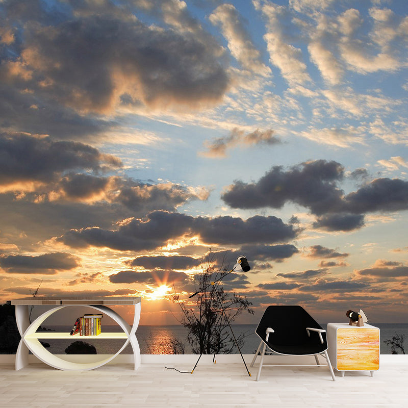 Modern Scenery Evening Clouds Mural Pastel Color Water-Proof Wall Art for Bedroom Clearhalo 'Wall Decor' 'Wall Mural' 1957107