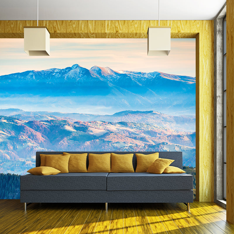 Contemporary Mountains View Wall Mural Soft Color Stain-Proof Wall Art for Guest Room Clearhalo 'Wall Decor' 'Wall Mural' 1957803