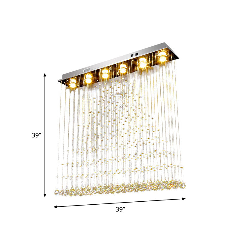 Crystal Ball Cascade Flush Ceiling Light Contemporary 6 Lights Flush Mount Lighting in Nickel Clearhalo 'Ceiling Lights' 'Close To Ceiling Lights' 'Close to ceiling' 'Flush mount' Lighting' 1957885