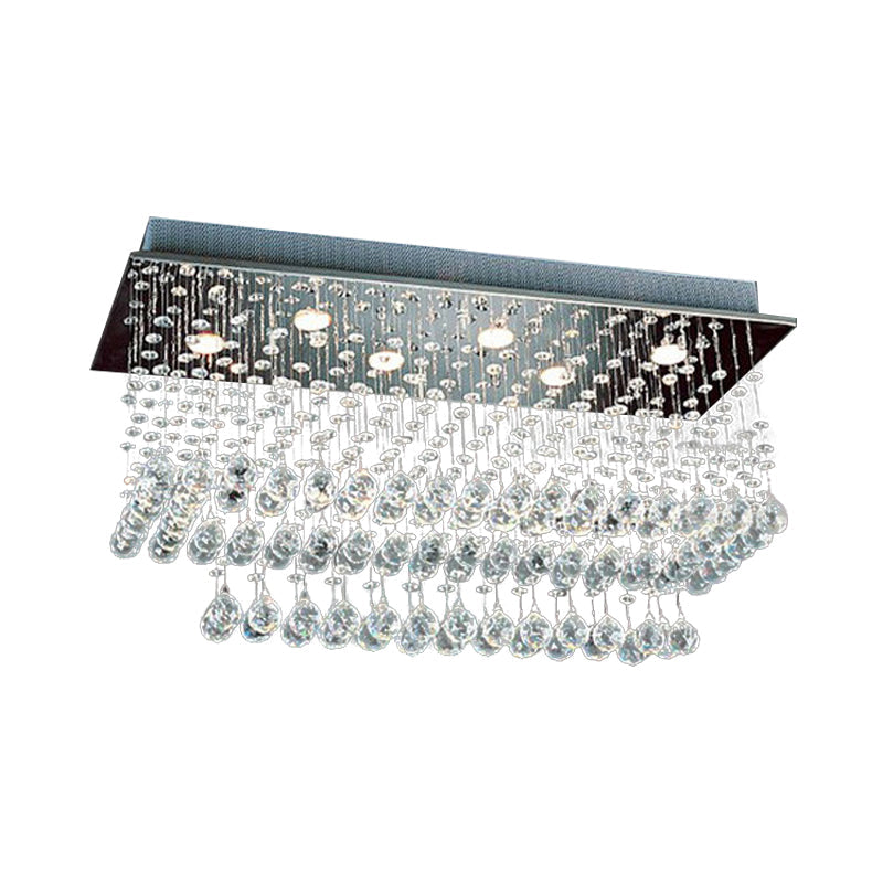 Rectangle Flush Ceiling Light Minimalist Clear Crystal Sphere Nickel Flush Mount Lamp Clearhalo 'Ceiling Lights' 'Close To Ceiling Lights' 'Close to ceiling' 'Flush mount' Lighting' 1957898