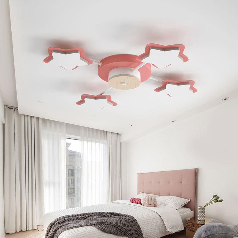 Pentagram Semi Flush Light Cartoon Acrylic Pink/Blue LED Flush Mount Lighting in Warm/White Light Clearhalo 'Ceiling Lights' 'Close To Ceiling Lights' 'Close to ceiling' 'Semi-flushmount' Lighting' 1957962